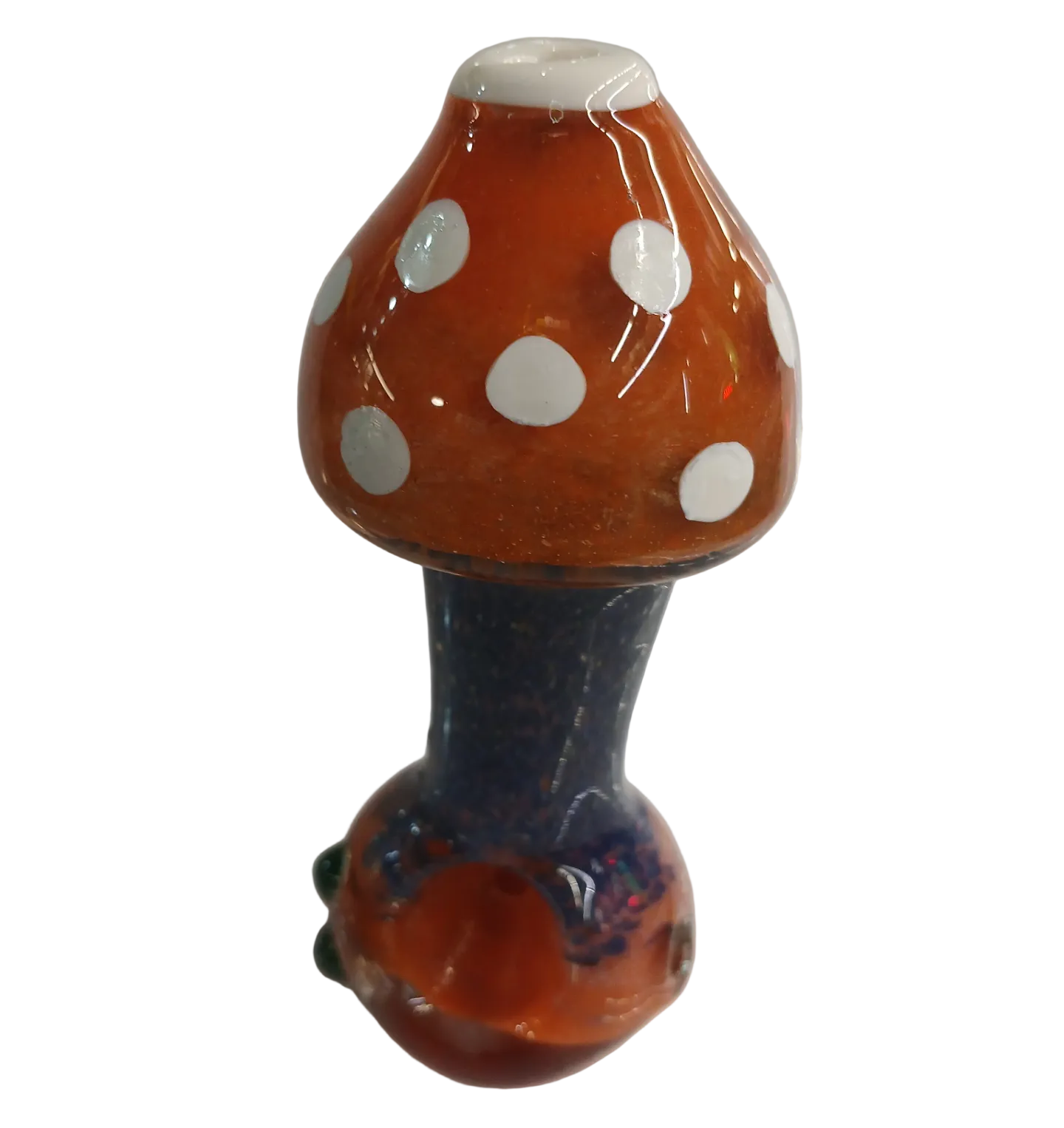 Coloured Glass Pipe Mushroom Orange