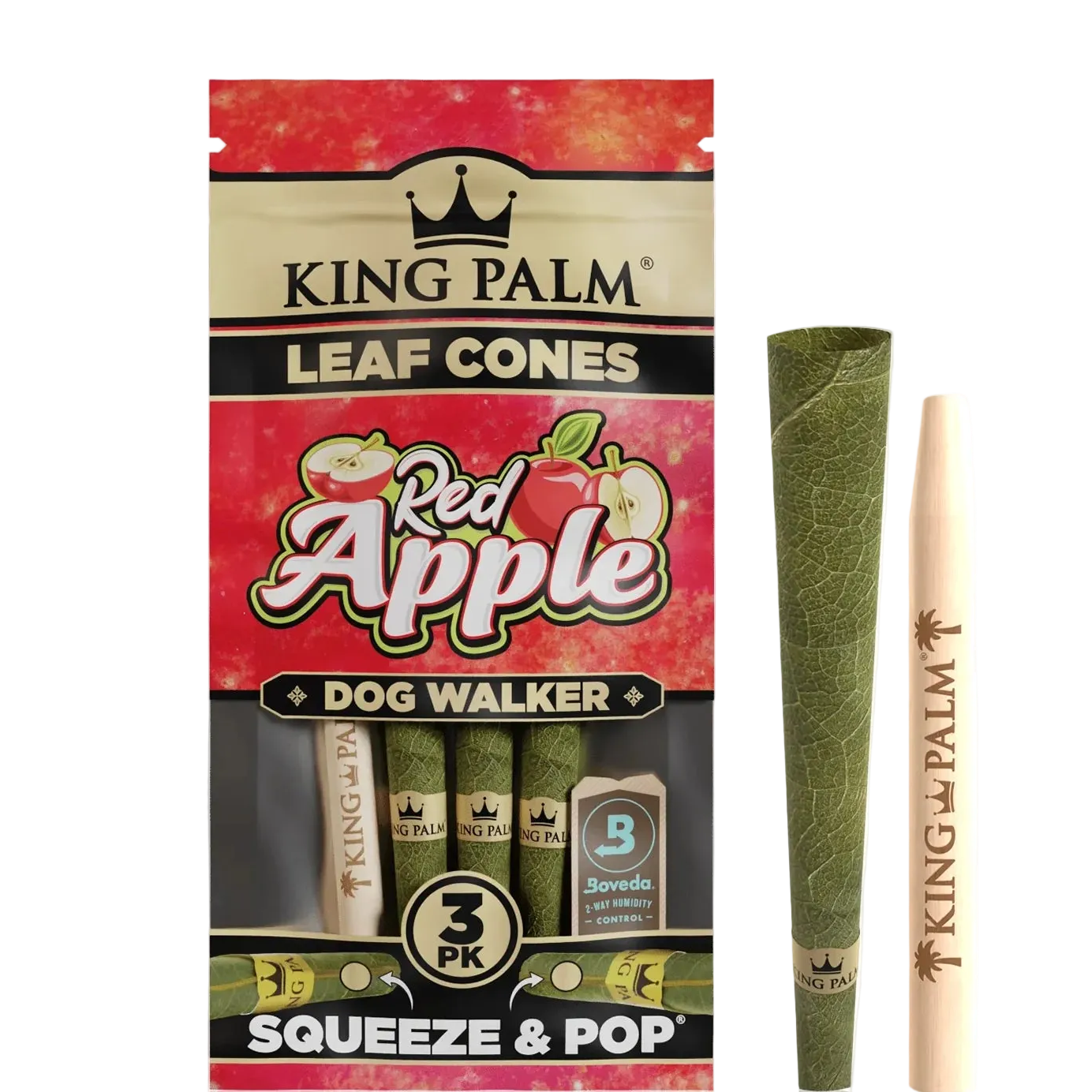 King Palm 3pc Cones 70mm RED APPLE