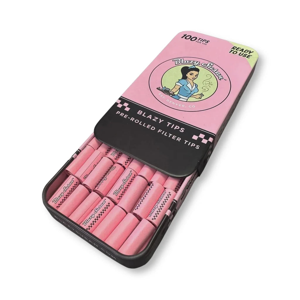 Blazy Susan Prerolled Tips Pink Tin 100pk