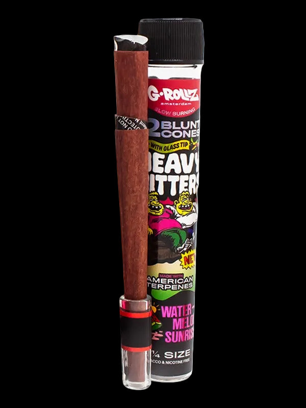 G-Rollz WATERMELON SUNRISE 1.25 Heavy Hitter Blunt Cones + Glass Tips