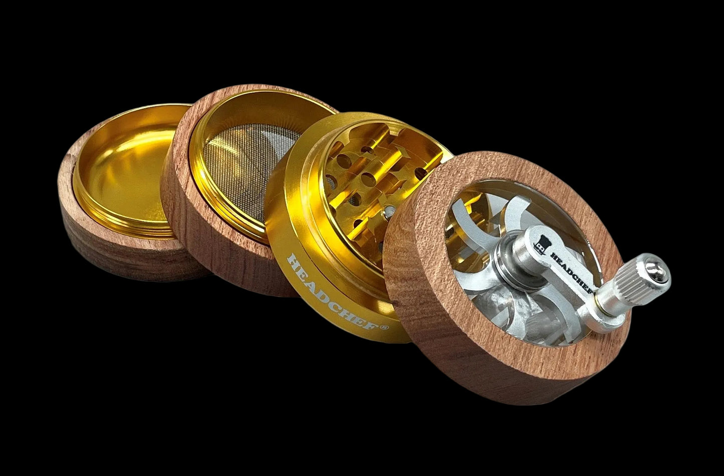 HEADCHEF Woodsman 62mm 4 Part Grinder Gold