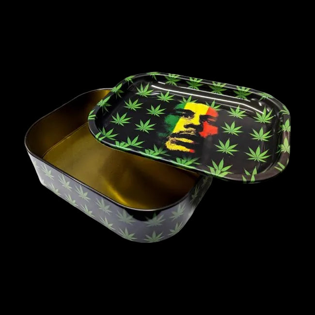 Metal Stash Rolling Tray Rasta