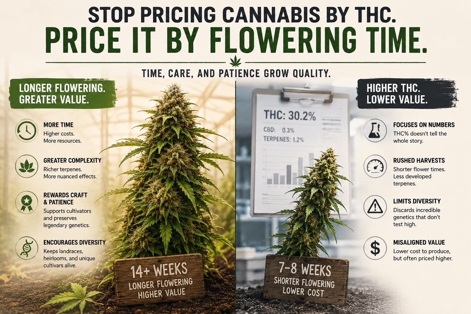 Why Cannabis Flower Should Be Priced by Flowering Time, Not THC
