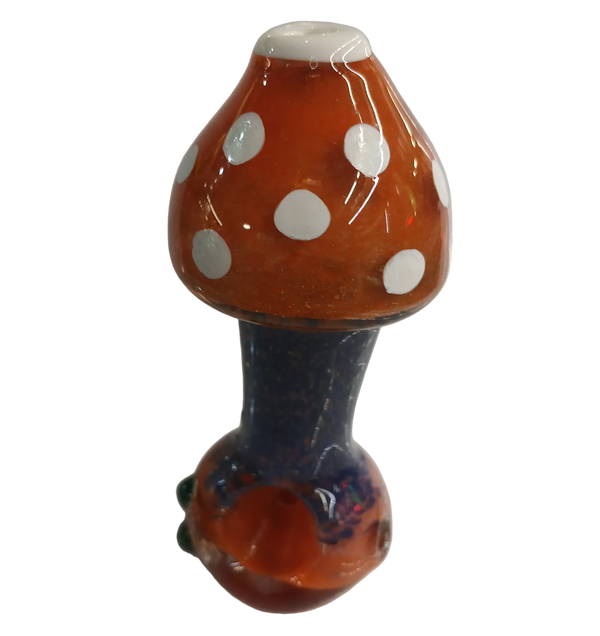 Coloured Glass Pipe Mushroom Orange