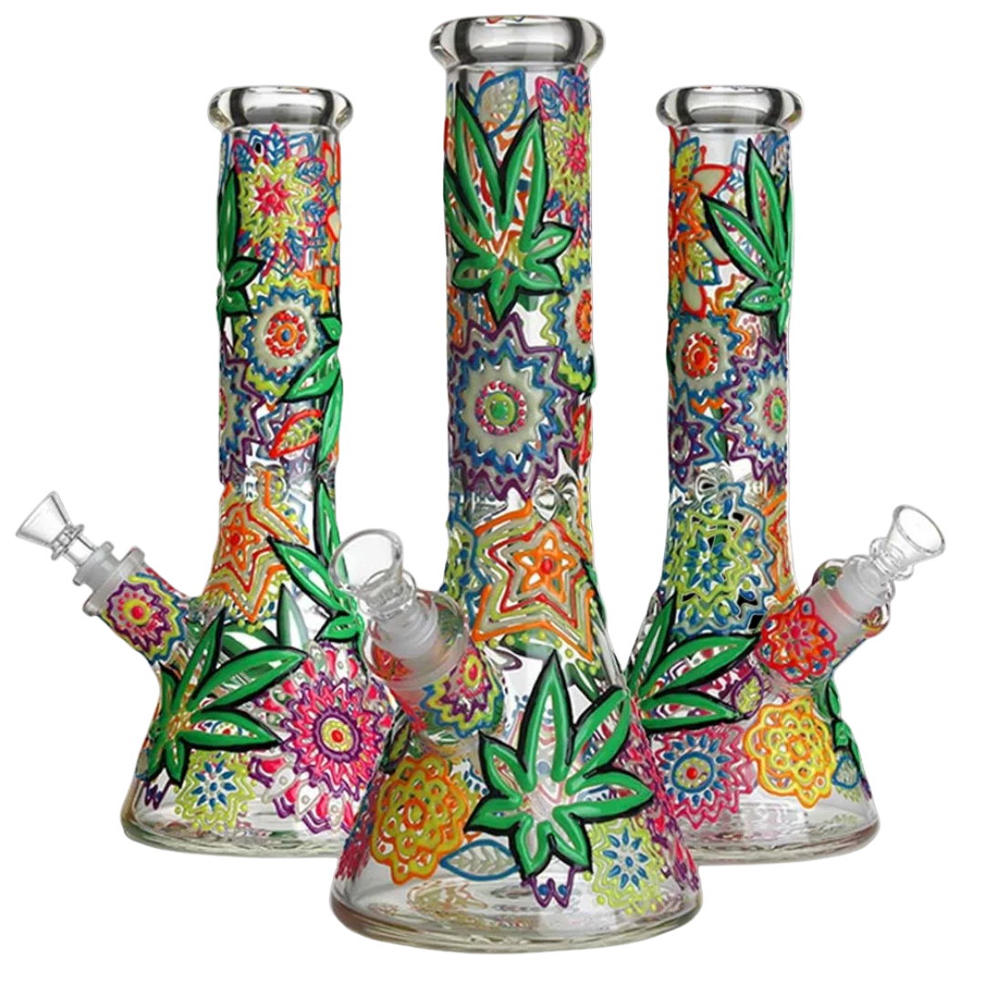 32cm Thick Glass 3D Leaf Beaker GITD