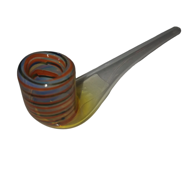 Glass Pipe Straight Stem with Coloured Bowl