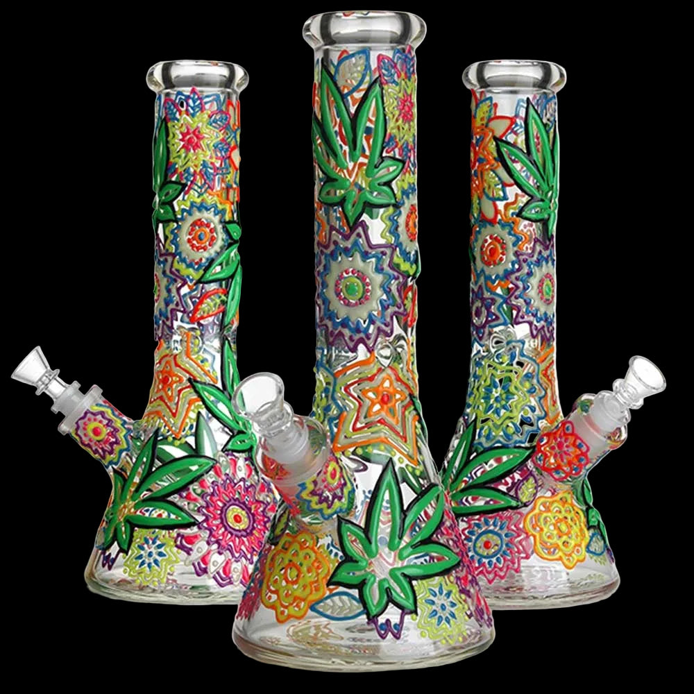 32cm Thick Glass 3D Leaf Beaker GITD