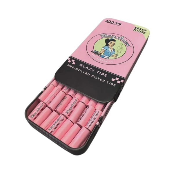 Blazy Susan Prerolled Tips Pink Tin 100pk