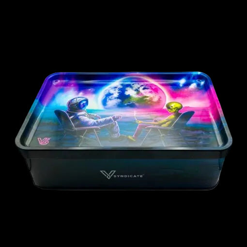 V syndicate Blunt Orbit Rolling Tray Tin Box
