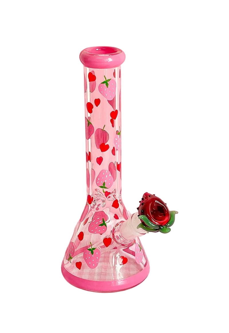 Kawaii Strawberry Beaker Bong 10"