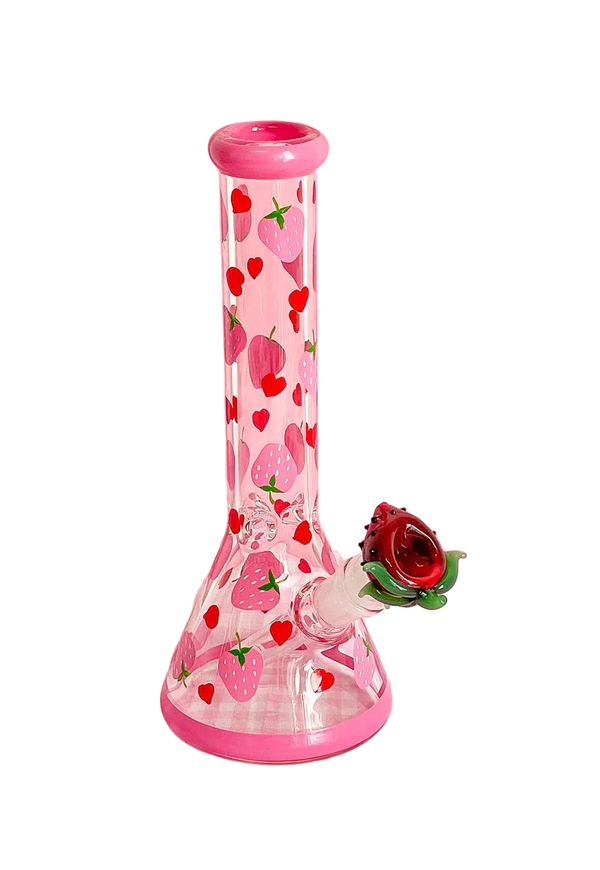 Kawaii Strawberry Beaker Bong 10"