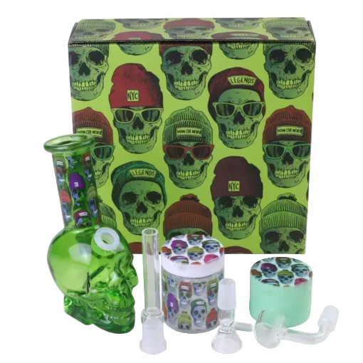Boxed Skull Set Green