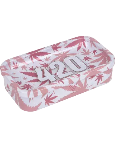 V Syndicate Small 420 Pink Leaf Tin Box