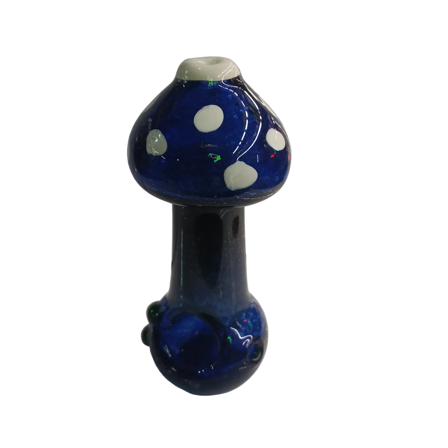 Coloured Glass Pipe Mushroom Blue