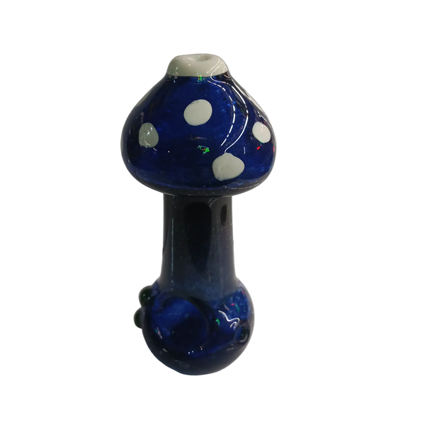 Coloured Glass Pipe Mushroom Blue