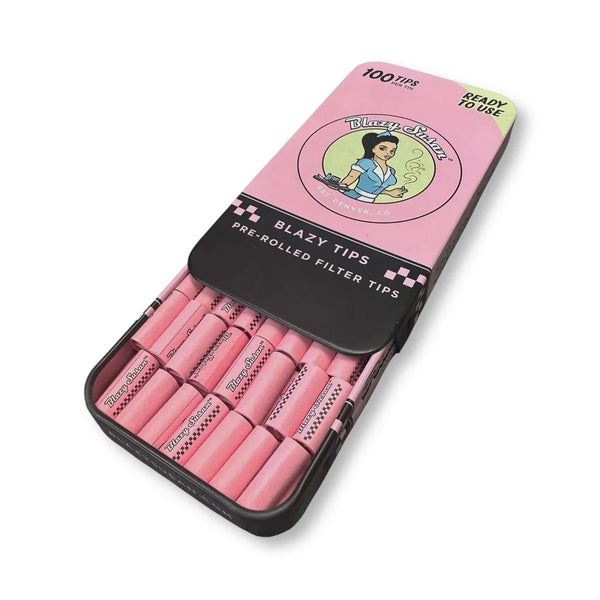 Blazy Susan Prerolled Tips Pink Tin 100pk