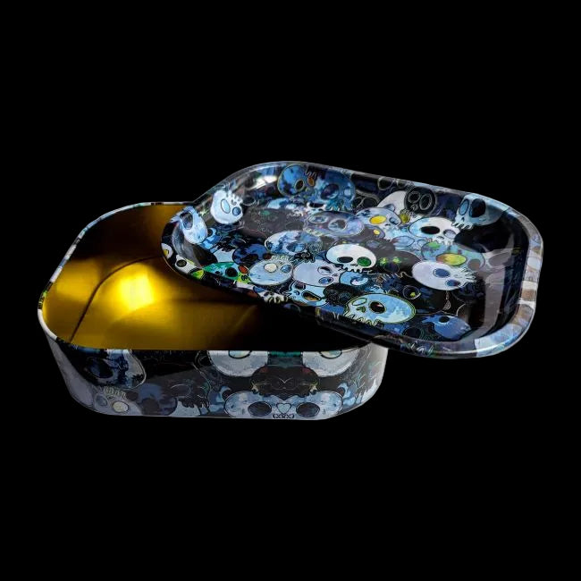 Metal Stash Rolling Tray Skull