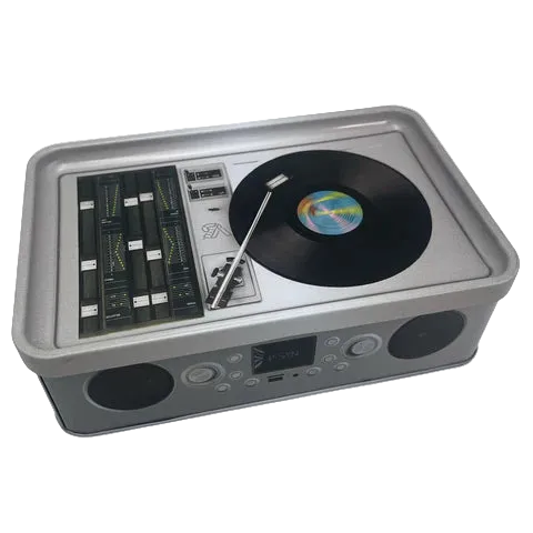 V Syndicate Record Player Tin Box Rolling Tray